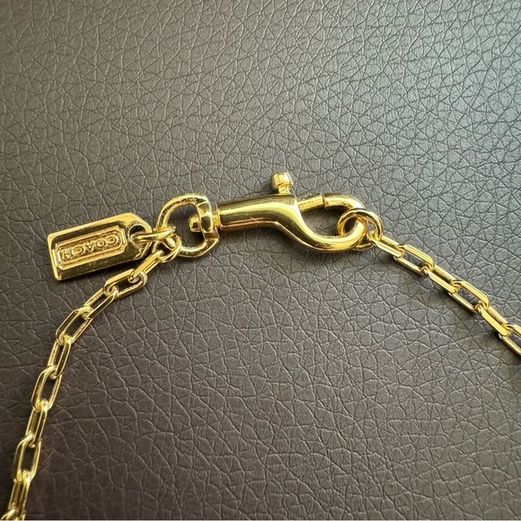 New Coach Elegant Gold Multi-Layer Chain Necklace with Gem Accents - Picture 4 of 7